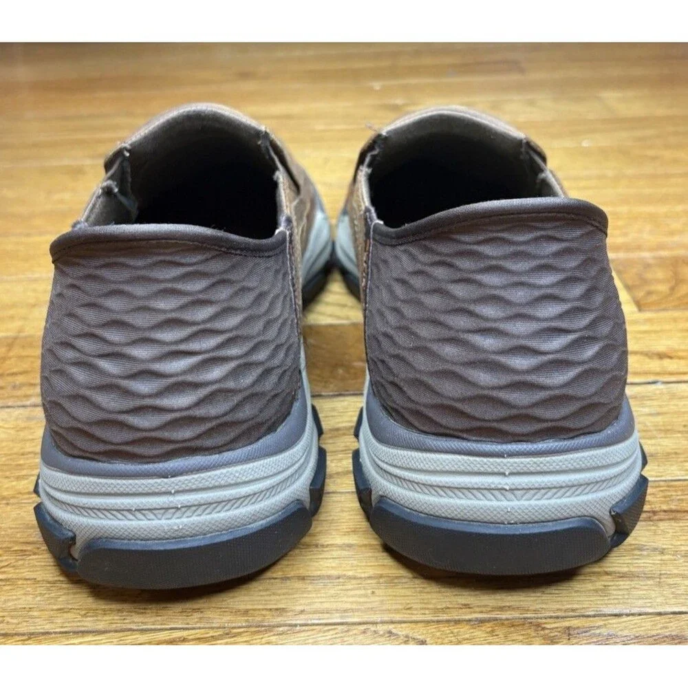 Skechers Respected Elgin Shoes Men’s 11.5 Brown Leather Hands Free Memory Foam